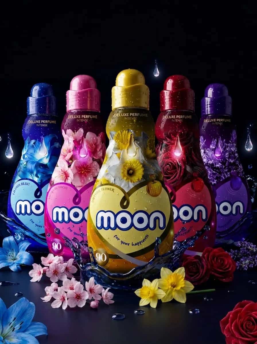 Moon Deluxe Perfume fabric softener range — packaging design