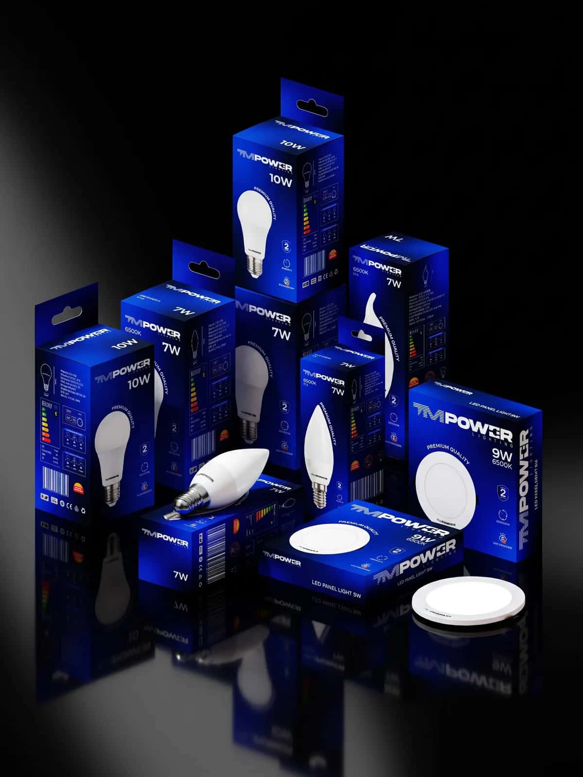 TMPOWER Lighting LED bulb and panel packaging — packaging design